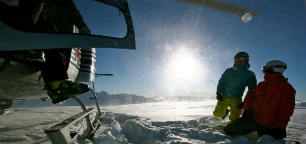 Heliskiing on a powder day